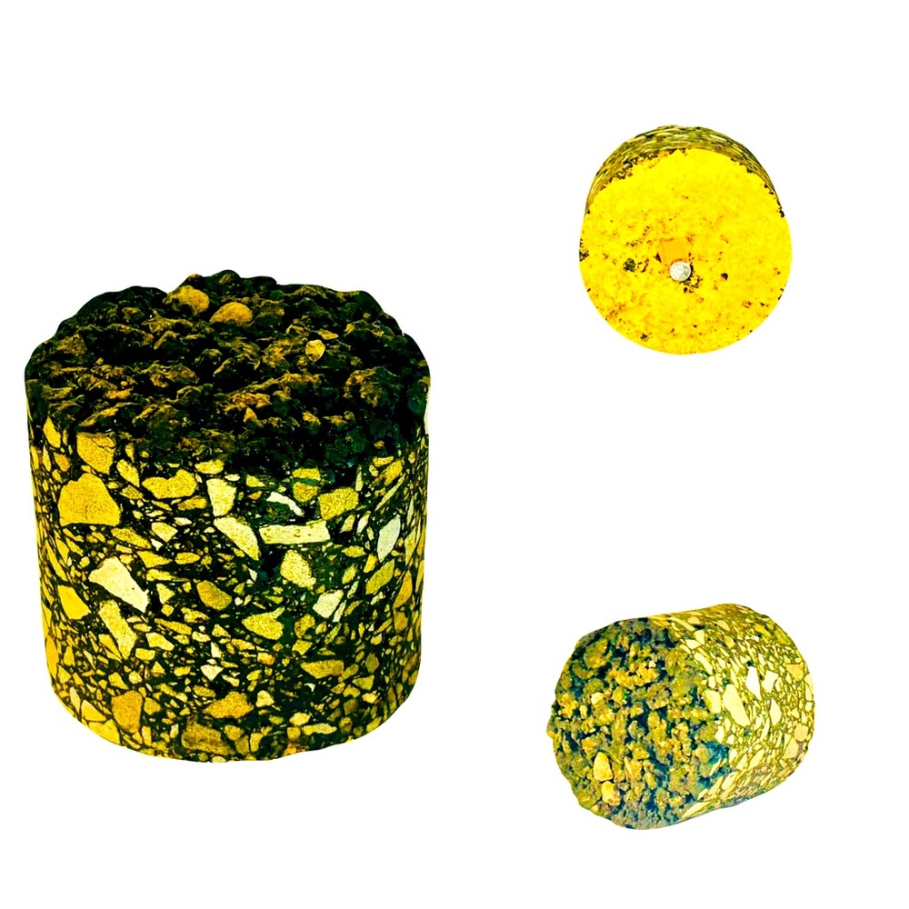Asphalt Rock Industrial Decor Gray & Yellow Paperweight EUC